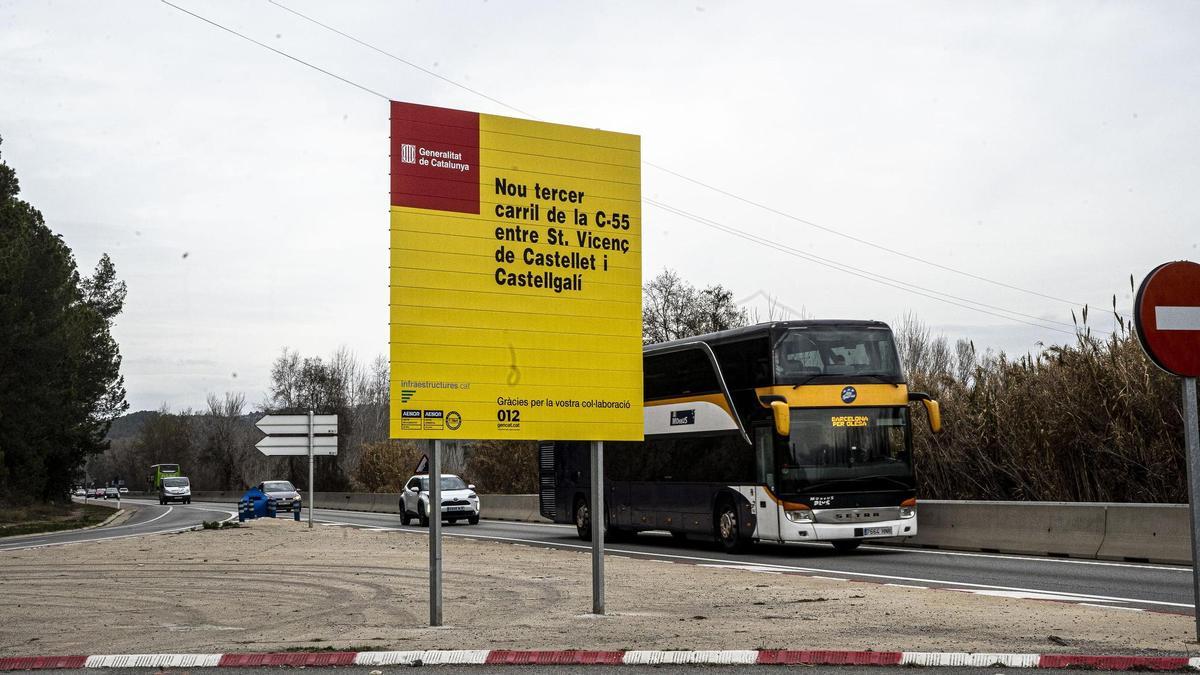 La Generalitat reprèn les obres del tercer carril de la C-55 a Sant Vicenç, aturades fa dos anys